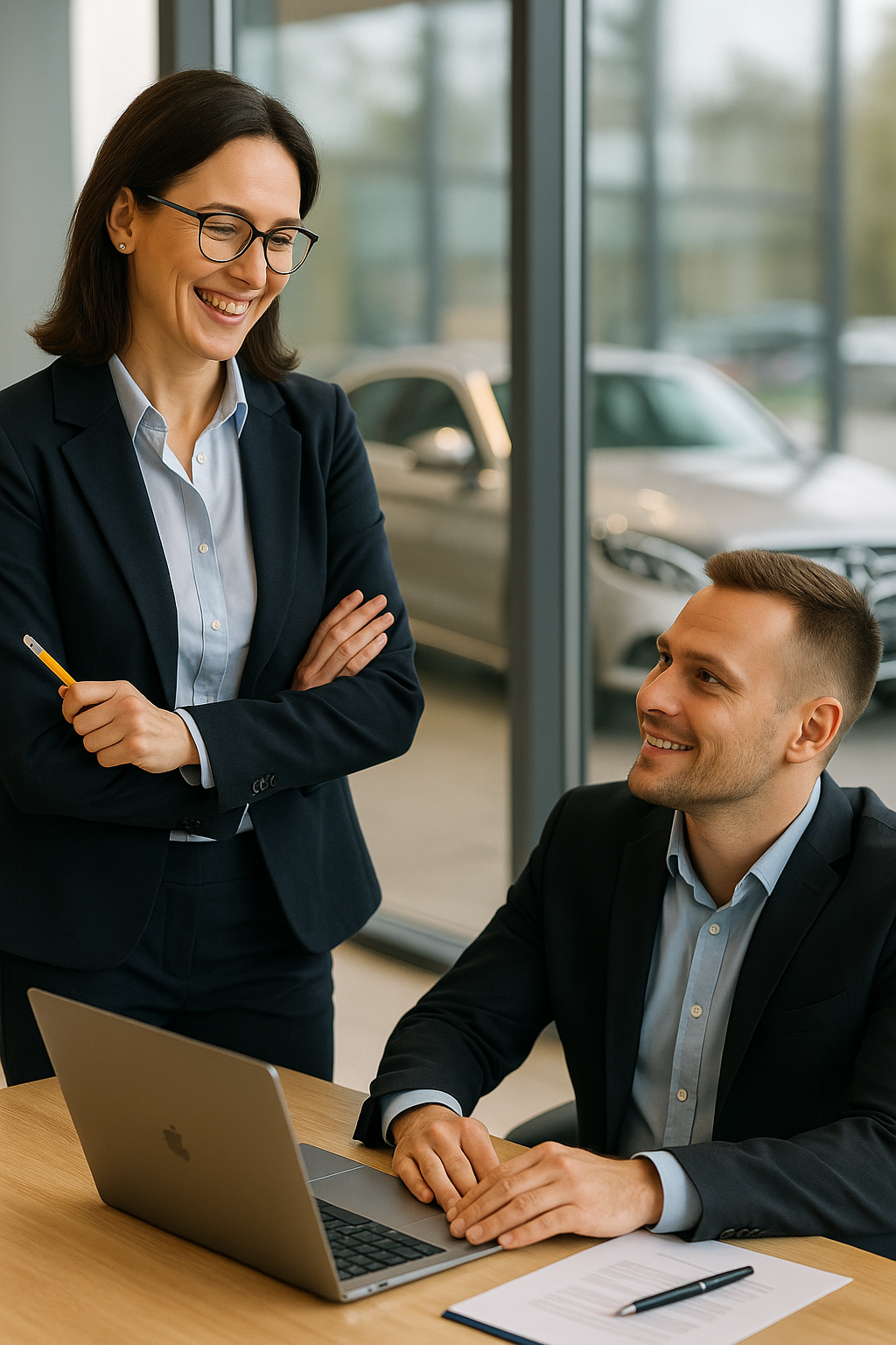 f-and-i-consultant-speaking-with-car-dealership-manager-in-luxury-office-professional-contact-discussion